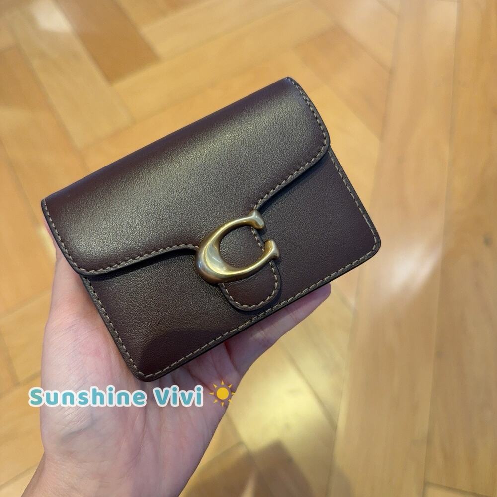 NWT Coach TABBY CARD CASE Cft14 maple Leather